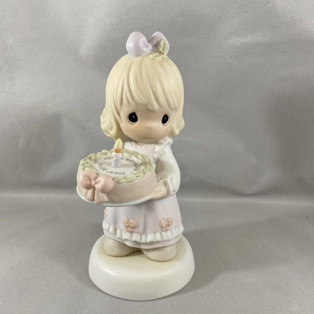 Precious Moments "Happy Birthday Dear Jesus" Girl w/ Cake Figurine B2-1 - Picture 2 of 4